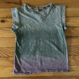 Aiaty brand size 4 gray ombré tissue v-neck tee